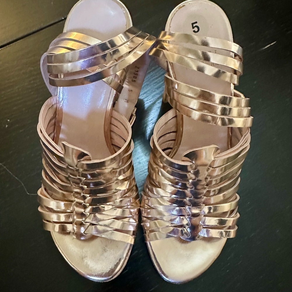 Stuart Weitzman Metallic Gold Strappy Sandals